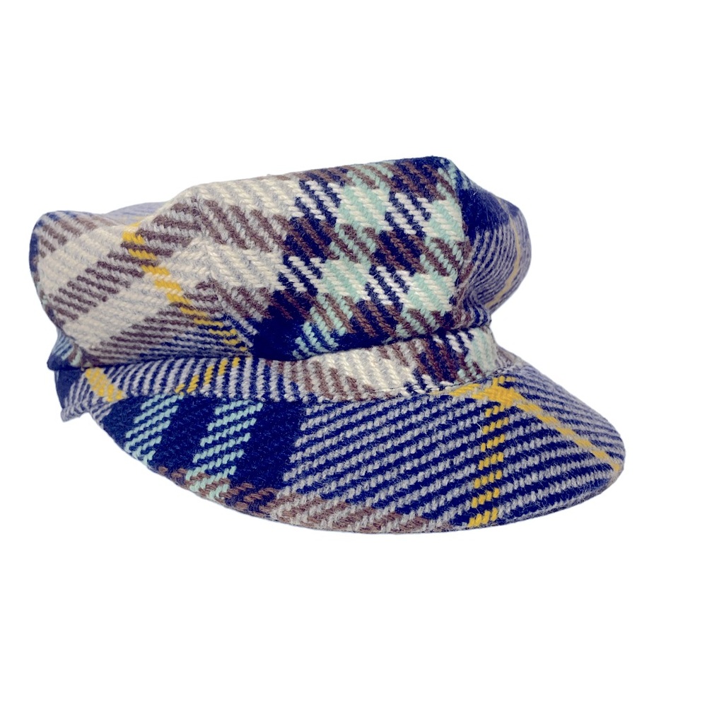 Burberry Nova Check Newsboy Cap Hat Wool,  Blue,  Size M